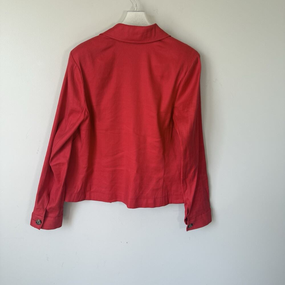Cabi Jacket Womens Size M Valentine Red Linen Blend Button Up Blazer Career - Picture 2 of 5